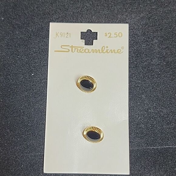 Streamline Vintage Black Gold Round Metal Buttons Cards Set  #K9121 - Picture 1 of 6